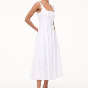 Staud Wells Dress White Embroidery 
New With Tags (NWT) Size 00 Retails $495